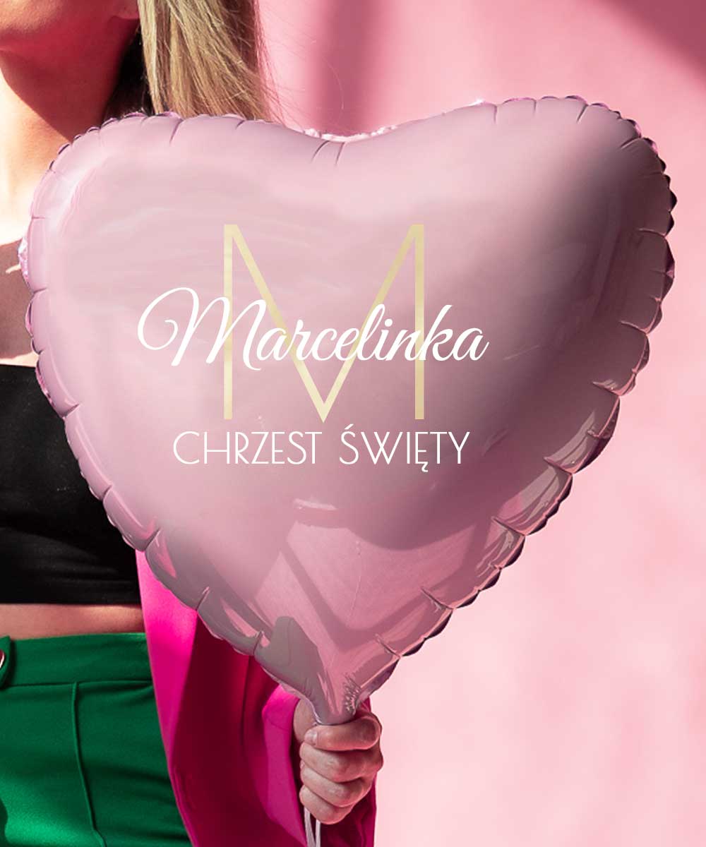 Balon na chrzest różowe serce Litera