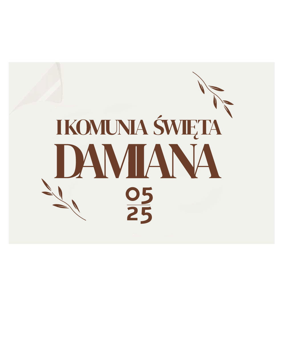 Dekoracje komunijne z imieniem - naklejka na ściankę