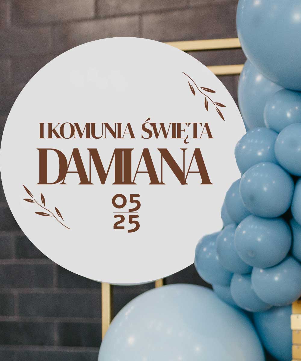 Dekoracje komunijne z imieniem - naklejka na ściankę