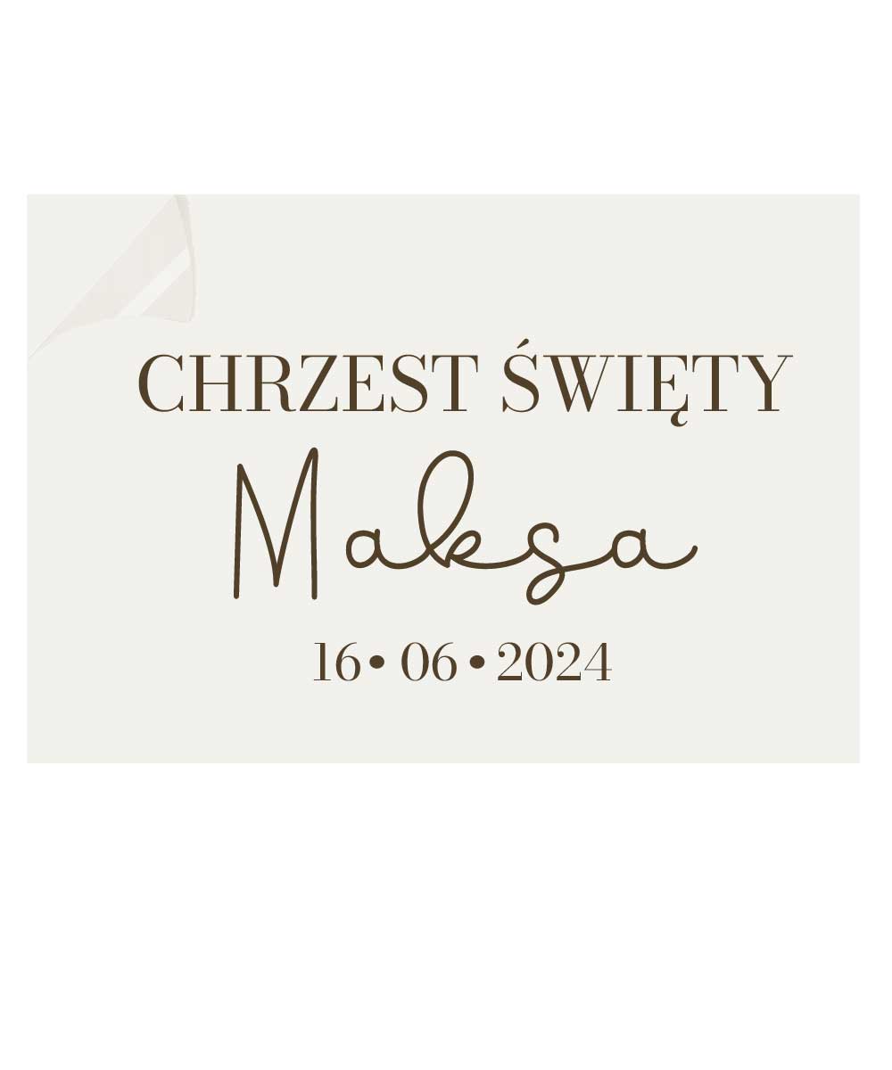 Napis na ściankę balonową na chrzest - personalizowana naklejka