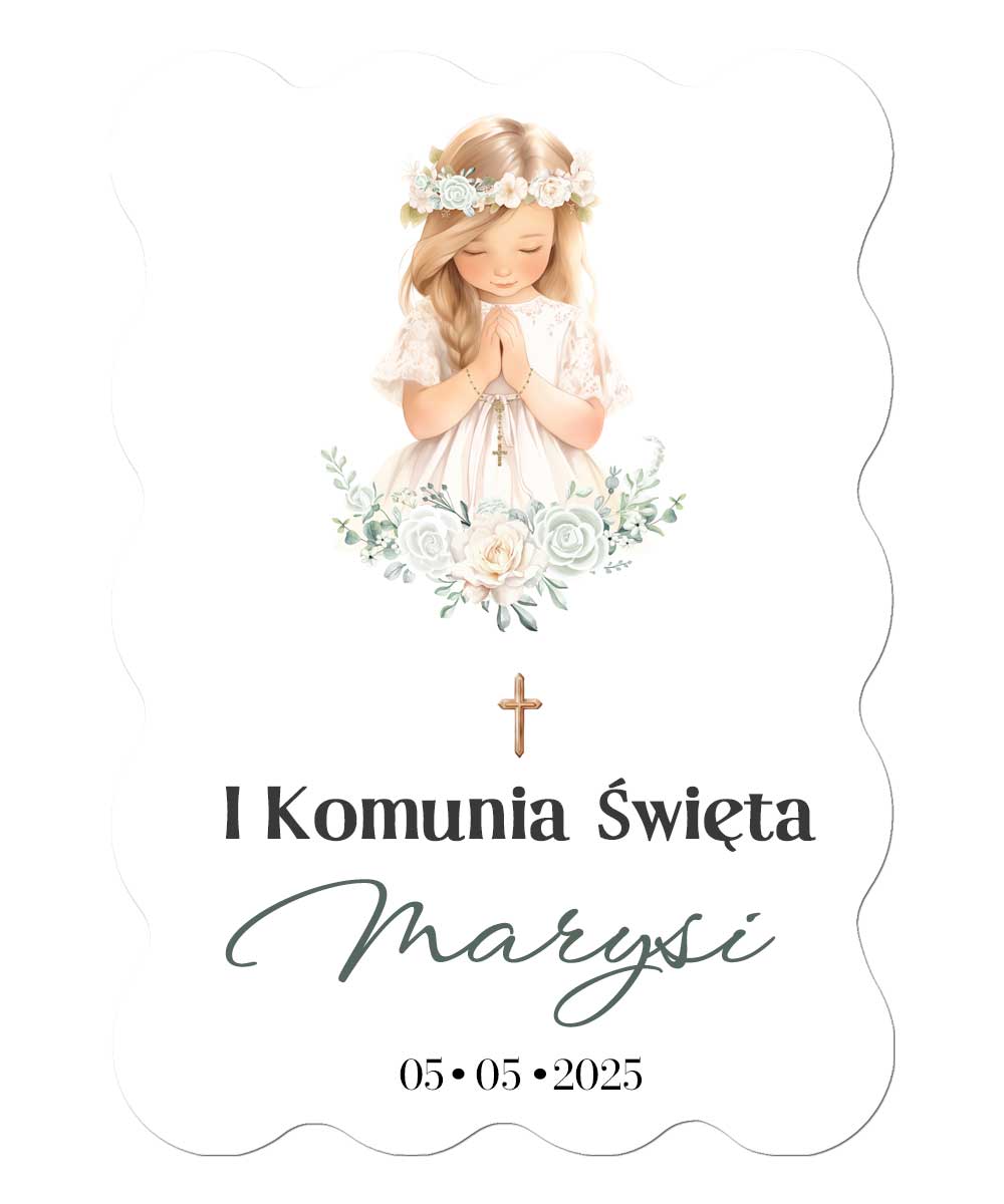 Tabliczka do ścianki balonowej na komunię dla dziewczynki