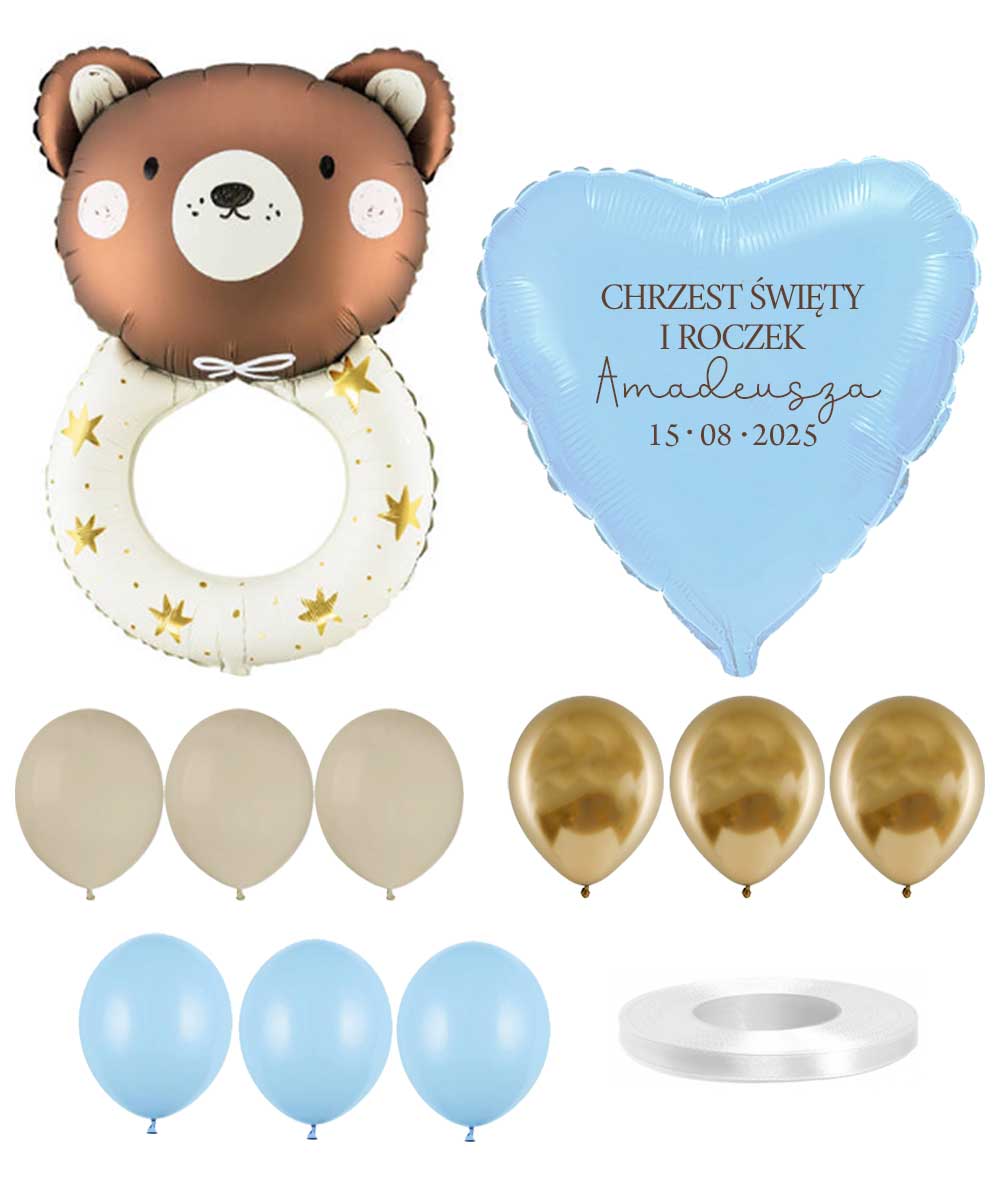 Zestaw do samodzielnej dekoracji - balony na chrzest i roczek