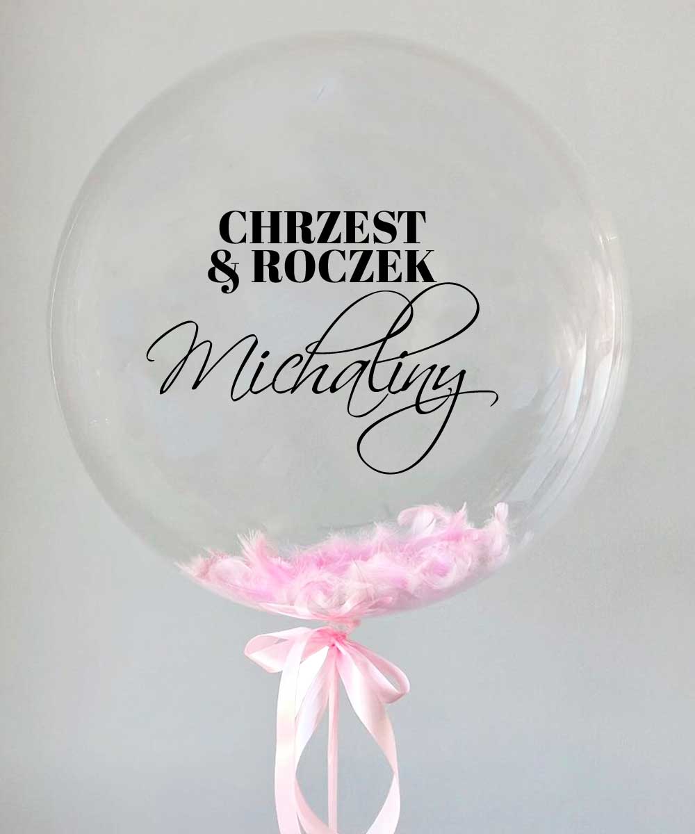 Dekoracja na chrzest i Roczek - balon przeźroczysty z imieniem