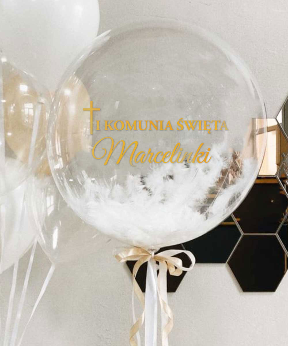 Balon na Komunię z imieniem – dekoracja na stół lub ściankę