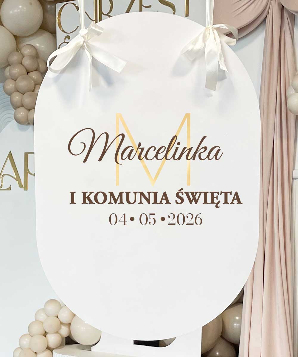 Napis na ściankę balonową Komunia Święta – naklejka dekoracyjna