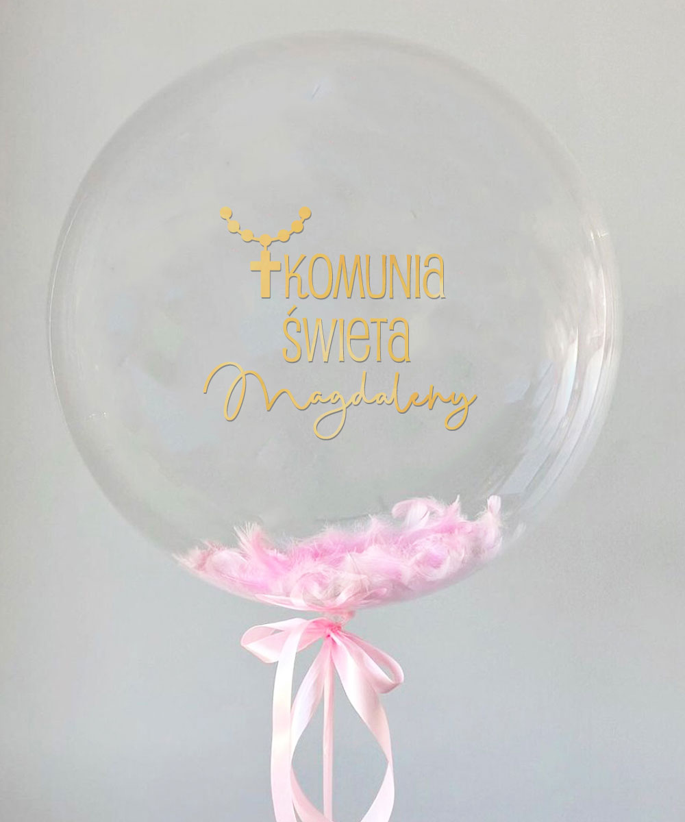 Dekoracja do domu na komunię dziecka - balon na komunię z imieniem