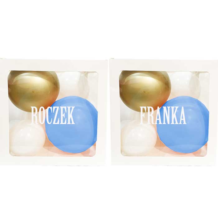 Pudełko na balony z Napisem w błękicie