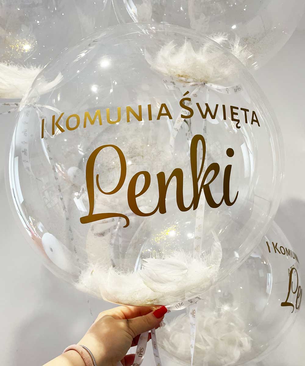 Balon kula do dekoracji na komunię + imię
